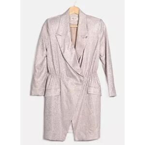 House of CB Sparkle Blazer Wrap Dress Small Silver Shimmer Glam Cocktail Party